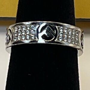 Fendi Palladium and Crystal Ring